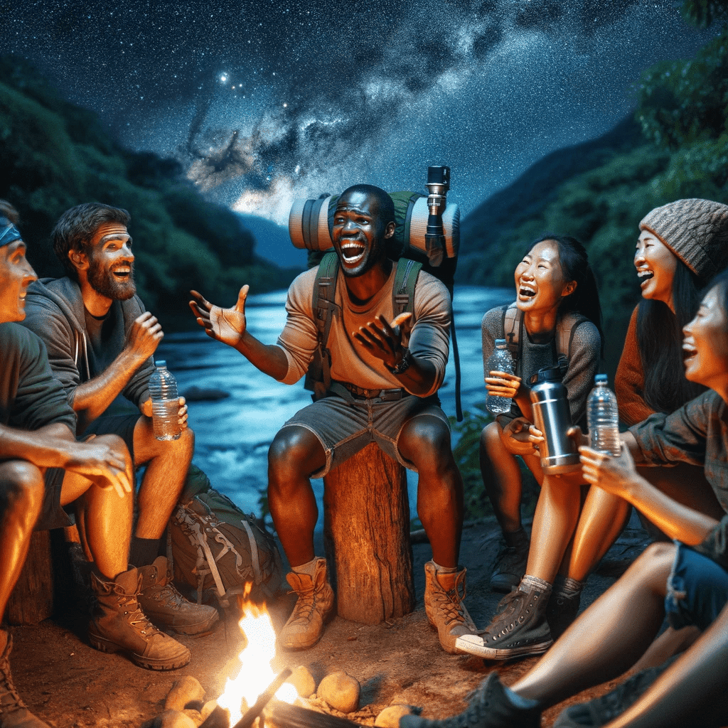 histoire hilarante autour d'un feu de bois de voyageurs