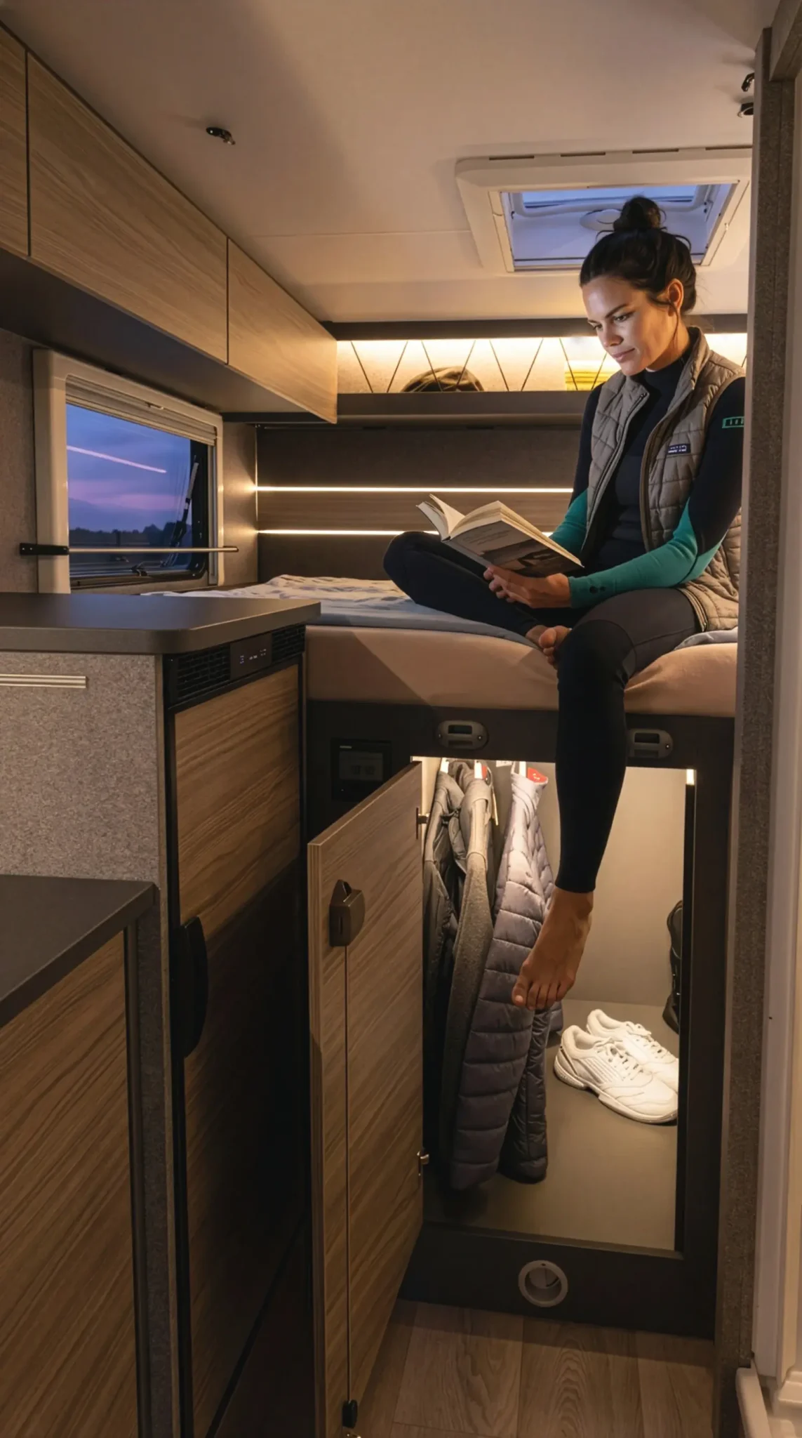 Dethleffs Globebus Performance T16 - Espace nuit lit transversal