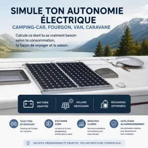 Simulateur autonomie électrique camping-car pour batterie, solaire et recharge